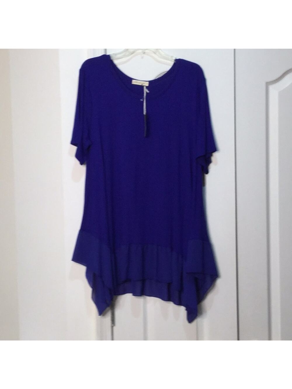 Pebble and Stone 2x royal blue ruffle top NWT
